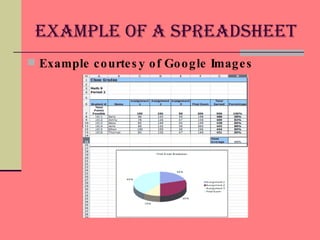 Example of a Spreadsheet Example courtesy of Google Images 