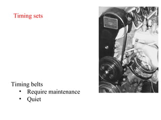 Timing sets Timing belts Require maintenance Quiet 
