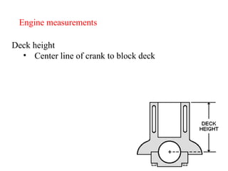 Engine measurements Deck height Center line of crank to block deck 