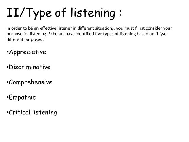 types of listening Types of listening - authorstream presentation fallacies about listening : fallacies about listening listening is not my problem. types of listening Types of listening - authorstream presentation fallacies about listening : fallacies about listening listening is not my problem.