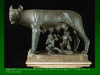 Examine later Etruscan art in terms of materials and subject matter as result of contact and being conquered by the Greeks and the Romans. 16Etruscan Tombs and Funerary ArtUnderstand the materials, methods and techniques used in Etruscan wall painting.