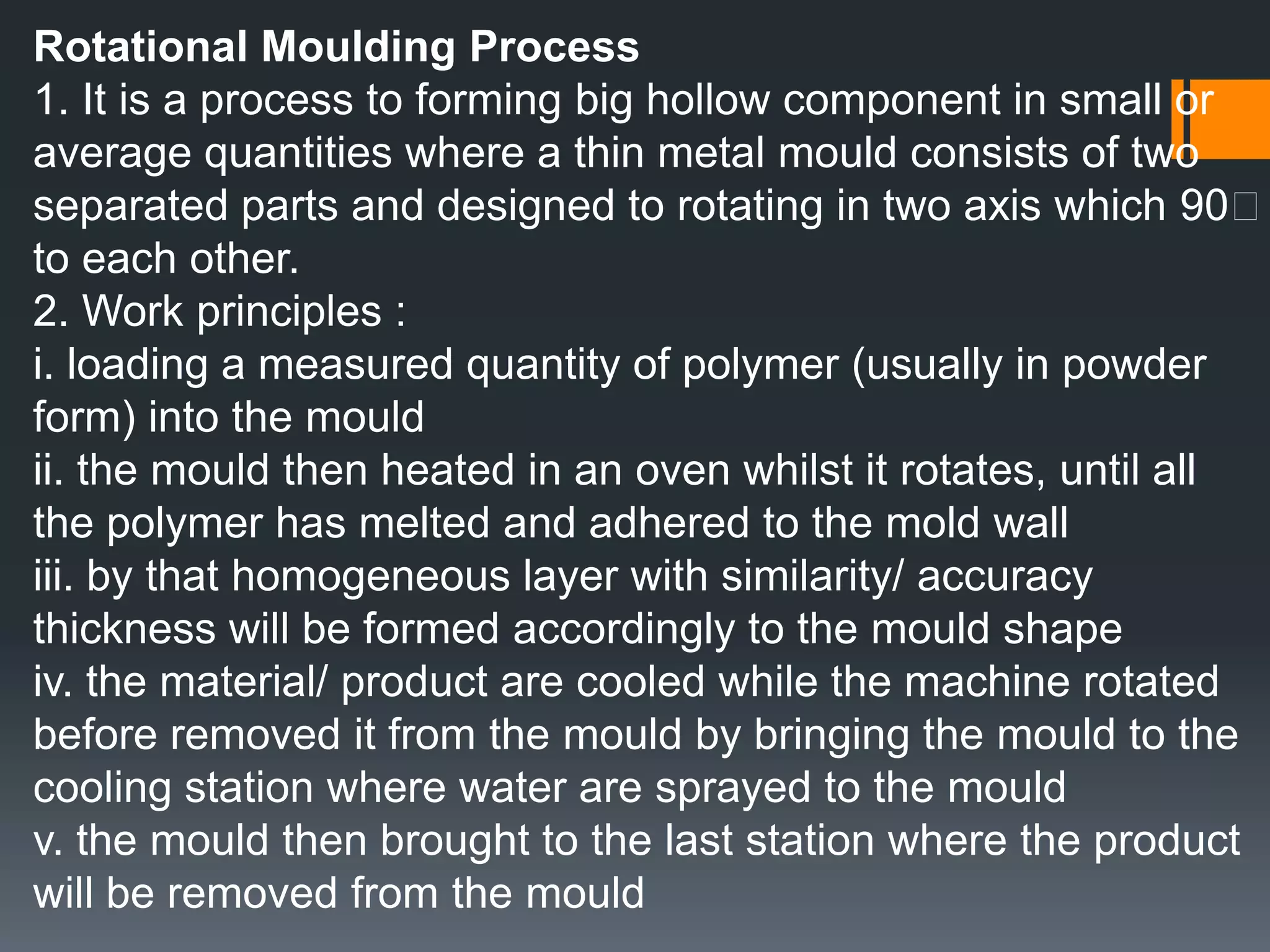usually harder, stronger and more brittle than thermoplastic6.10 The Advantages Of Plastics1. Excellent electrical insulation properties.2. Good insulation properties.3. Certain plastics has good chemical resistance.4. Good resistance to shock and vibration.5. Transparent and translucent.6. Easily coloured.7. Easily assembled or jointed.8. Repairing the self lubricating.9. Good wear and scratch resistance.6.11 The Disadvantages Of Plastics1. Measurement dimension changed by humidity and high thermal extension.2. Low temperature duration for operation (150 - 600˚F).3. Brittle at low temperature.4. Softer and less elastic than metal.5. Certain plastics are easily affected by ultra-violet.6. Creeps occurs at any temperature.7. Easily burnt.