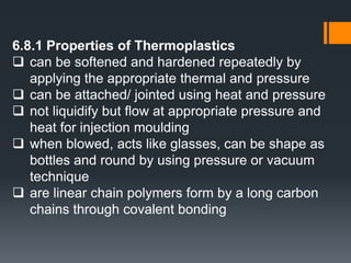 a structure not having the long range repetitive pattern of atoms arrangement6.4 Polymer StructureIt is a long linkage structure.
