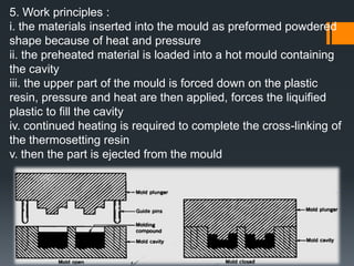 Stronger material and insoluble to the solvents because impossible for the solvents to enter and breaks the chains.6.9.1 General Properties of Thermosetsmelted material when the first time heated and then settled or preserved into hard and rigid shape at that temperature