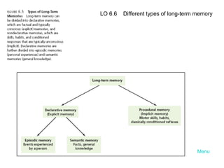 Menu LO 6.6  Different types of long-term memory 