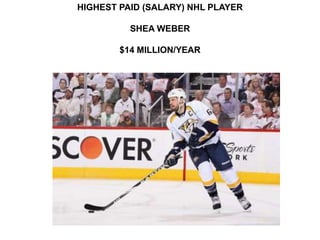 HIGHEST PAID (SALARY) NHL PLAYER

          SHEA WEBER

        $14 MILLION/YEAR
 
