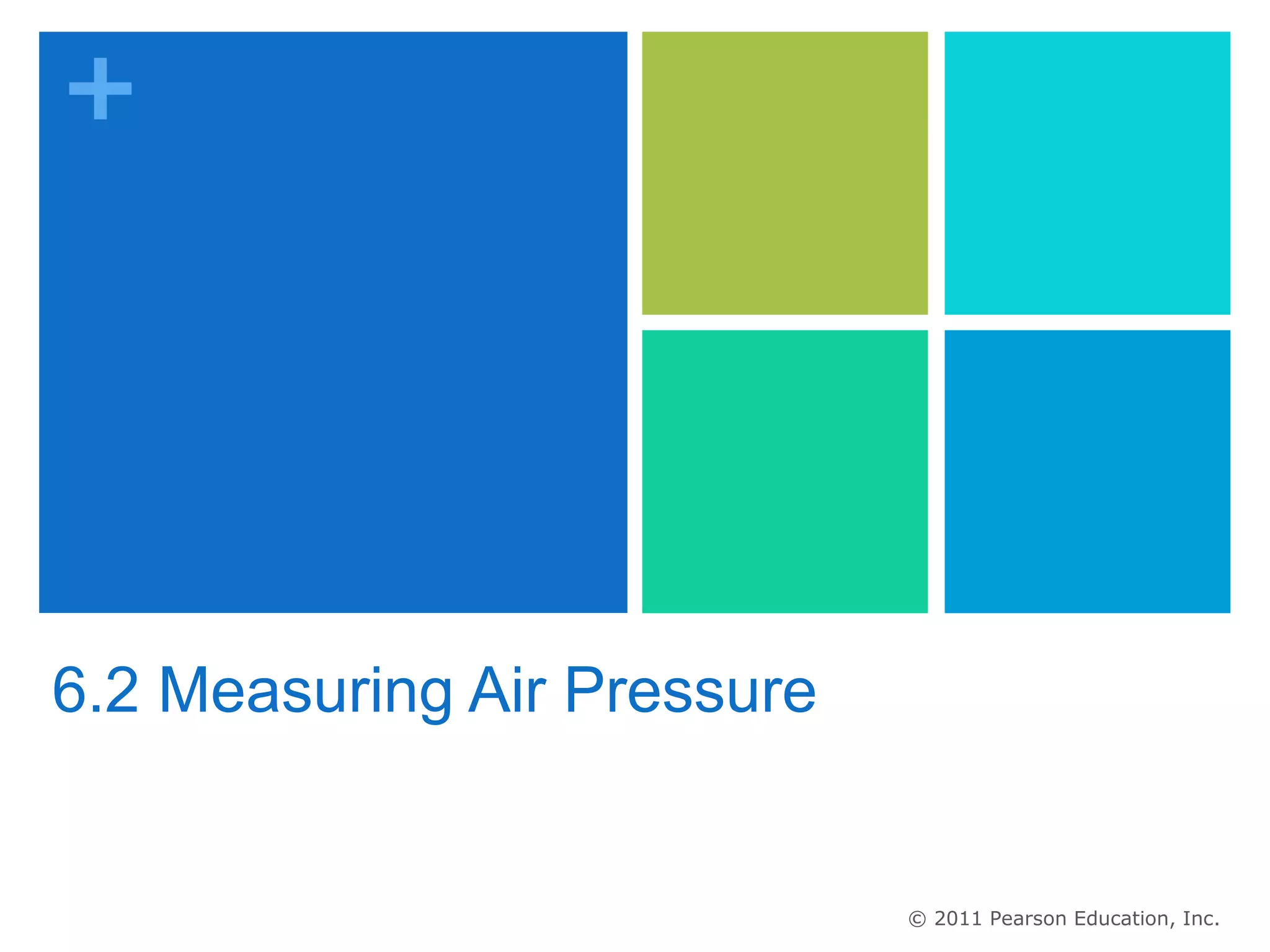 +




6.2 Measuring Air Pressure


                             © 2011 Pearson Education, Inc.
 