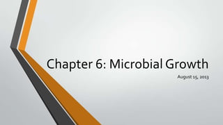 Chapter 6: Microbial Growth
August 15, 2013

 