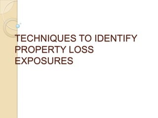 TECHNIQUES TO IDENTIFY
PROPERTY LOSS
EXPOSURES

 