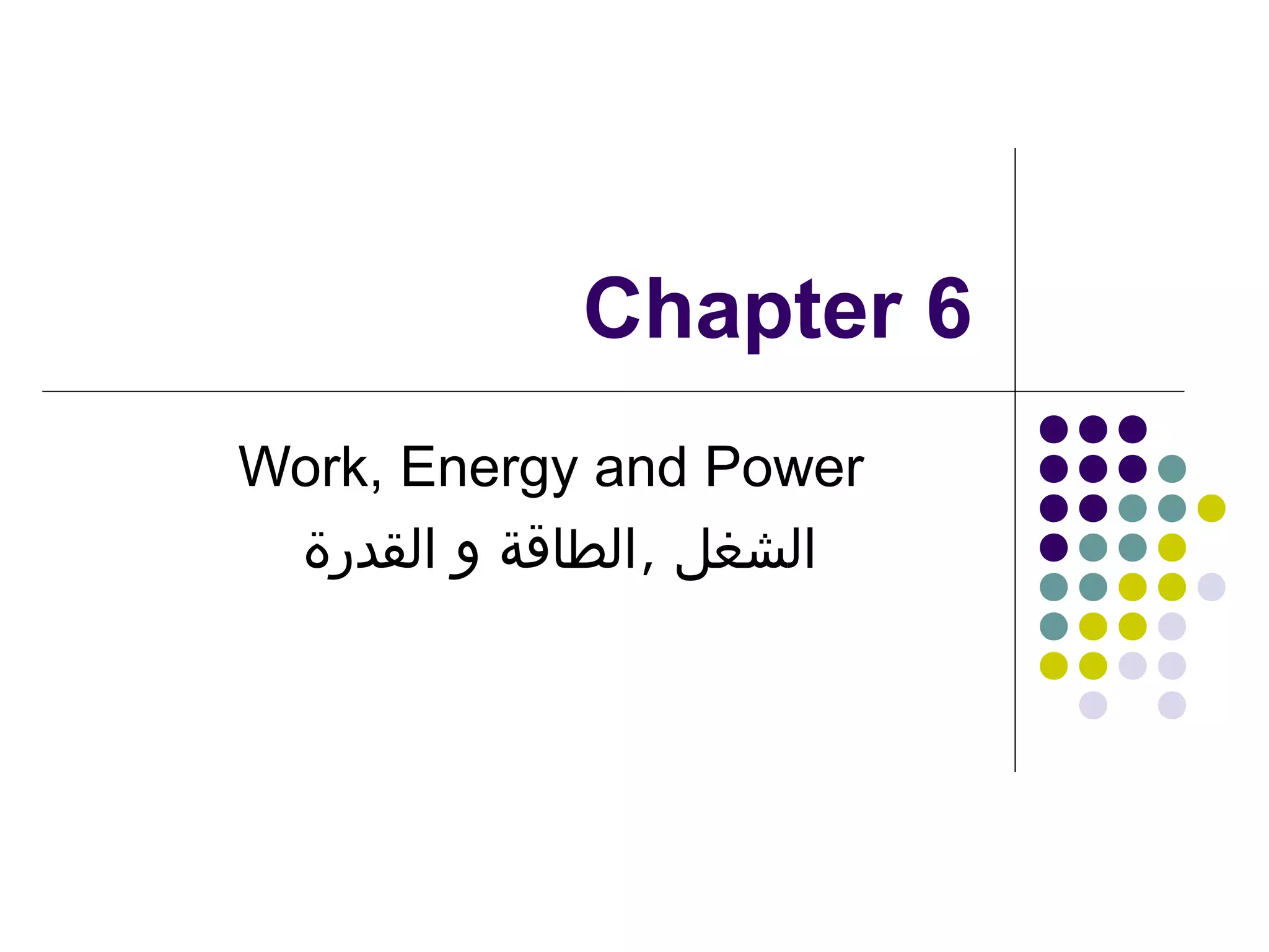 Chapter 6
Work, Energy and Power
‫الشغل ,الطاقة و القدرة‬

 