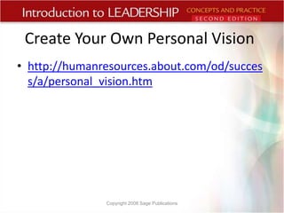 Create Your Own Personal Vision
• http://humanresources.about.com/od/succes
s/a/personal_vision.htm

Copyright 2008 Sage Publications

 