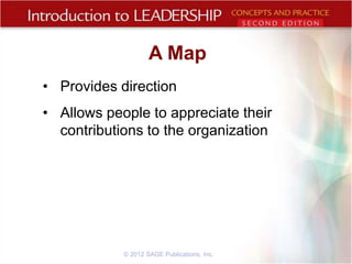 A Map
• Provides direction
• Allows people to appreciate their
contributions to the organization

© 2012 SAGE Publications, Inc.

 