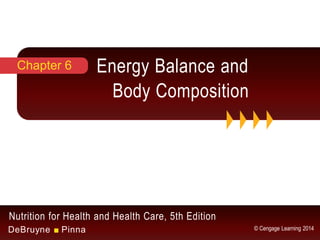 Nutrition for Health and Health Care, 5th Edition
DeBruyne ■ Pinna © Cengage Learning 2014
Energy Balance and
Body Composition
Chapter 6
 