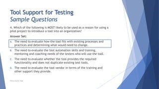Chapter 6 - Tool Support for Testing | PPTX