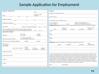 Sample Application for Employment
8-5
 