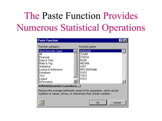 Paste Functions Chapter 6. Data Analysis.ppt data interpretation | PPT