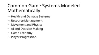Chapter 6: Mathematical Models and SImulation | PPTX