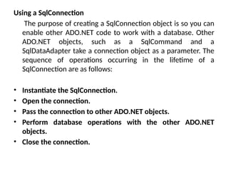 Chapter 6- ADO.pptx disucsses about active x data objects in dot net ...