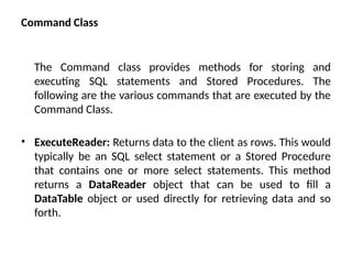Chapter 6- ADO.pptx disucsses about active x data objects in dot net ...
