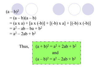 Chapter 6 algebraic expressions iii | PPT