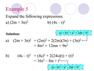 Chapter 6 algebraic expressions iii | PPT