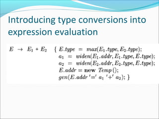Introducing type conversions into 
expression evaluation 
 