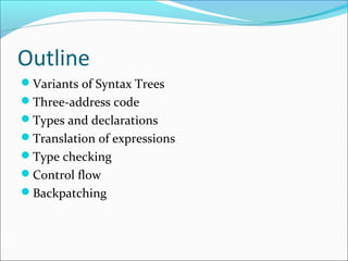 Chapter 6 Intermediate Code Generation | PPT