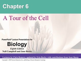 Copyright © 2008 Pearson Education, Inc., publishing as Pearson Benjamin Cummings
PowerPoint® Lecture Presentations for
Biology
Eighth Edition
Neil Campbell and Jane Reece
Lectures by Chris Romero, updated by Erin Barley with contributions from Joan Sharp
Chapter 6
A Tour of the Cell
 
