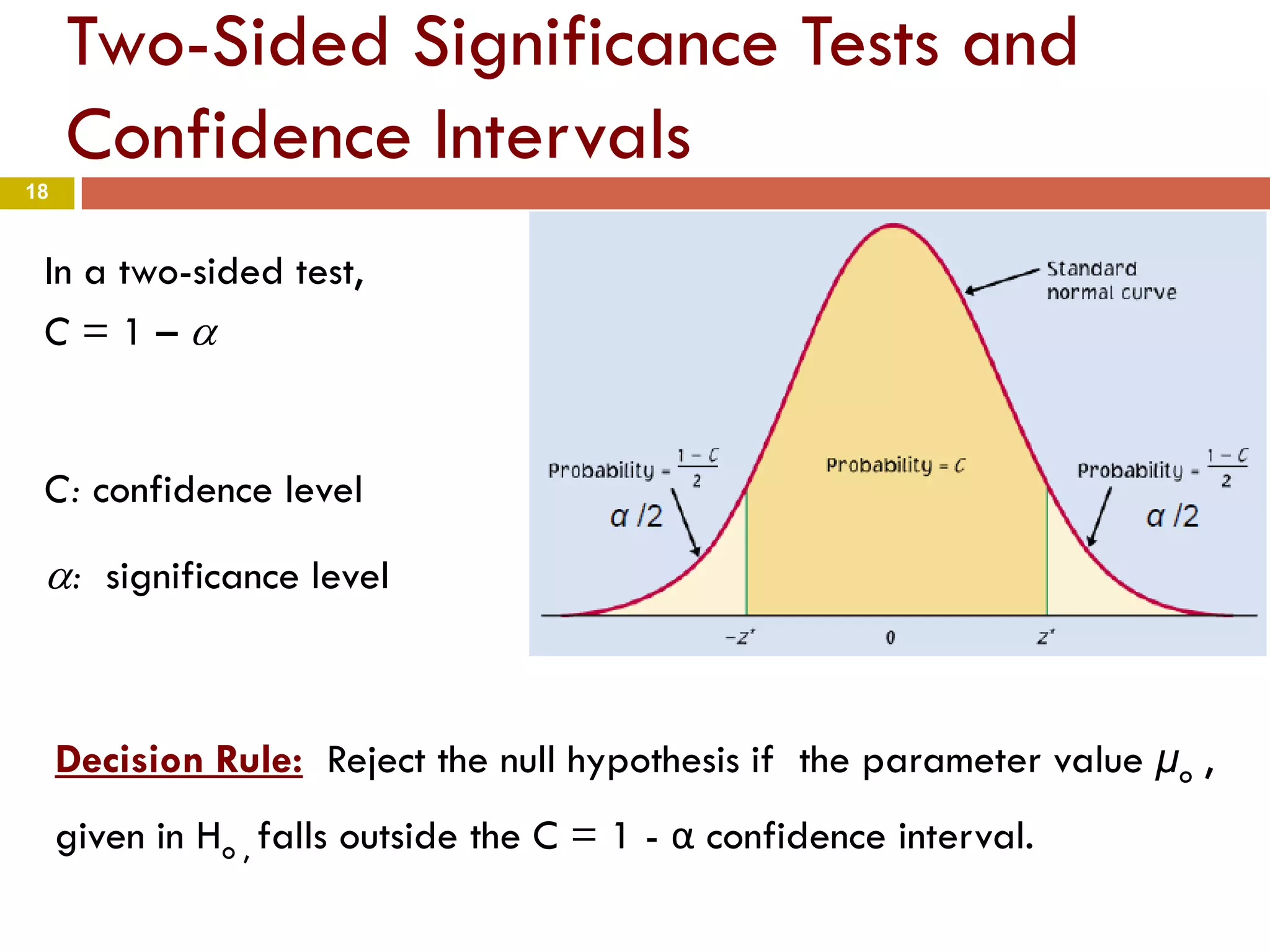 Chapter 6 part2-Introduction to Inference-Tests of Significance, Stating  Hypotheses, Test Statistics, P-values, Statistical Significance, Test for a  Population Mean, Two-Sided Significance Tests and Confidence Intervals | PDF