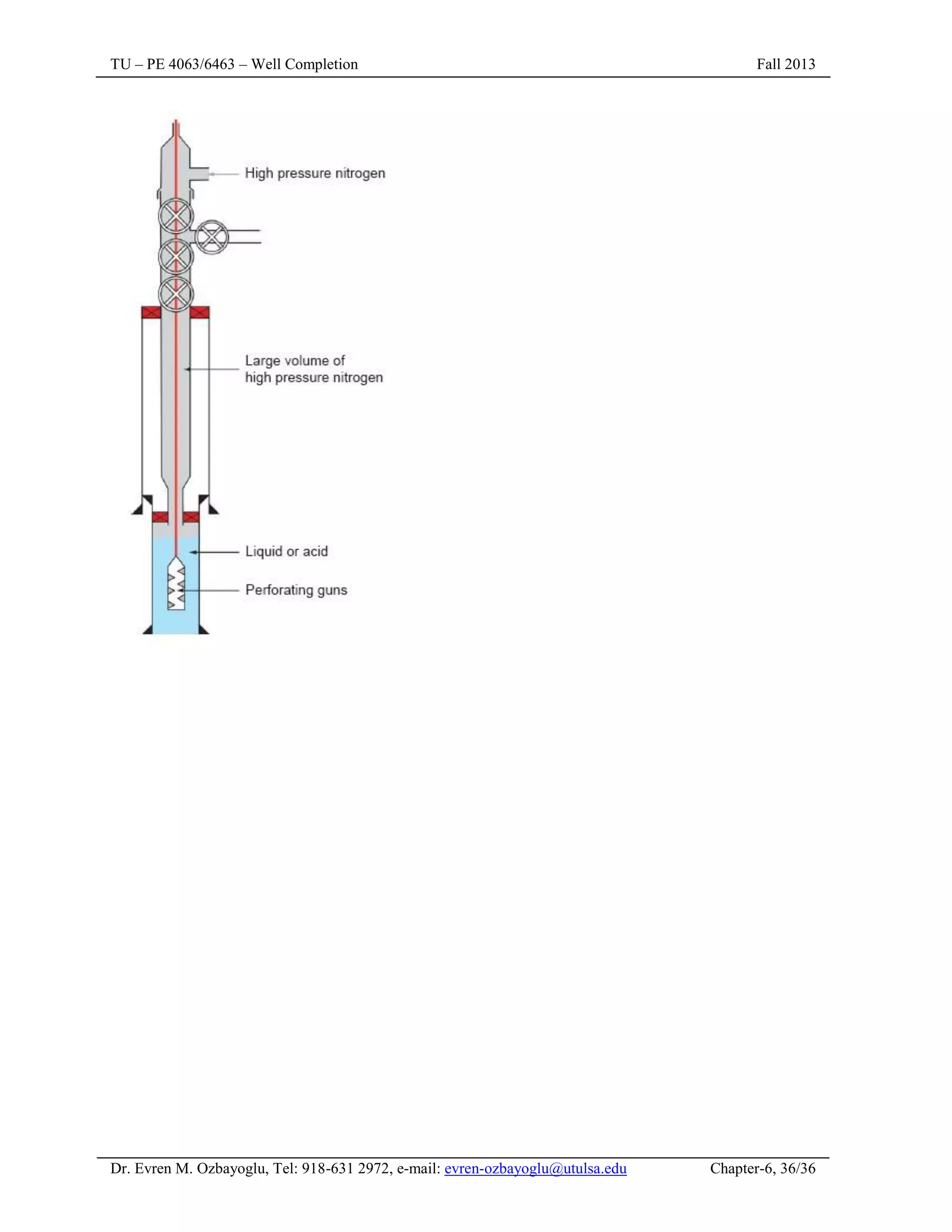 TU – PE 4063/6463 – Well Completion Fall 2013
Dr. Evren M. Ozbayoglu, Tel: 918-631 2972, e-mail: evren-ozbayoglu@utulsa.edu Chapter-6, 36/36
 