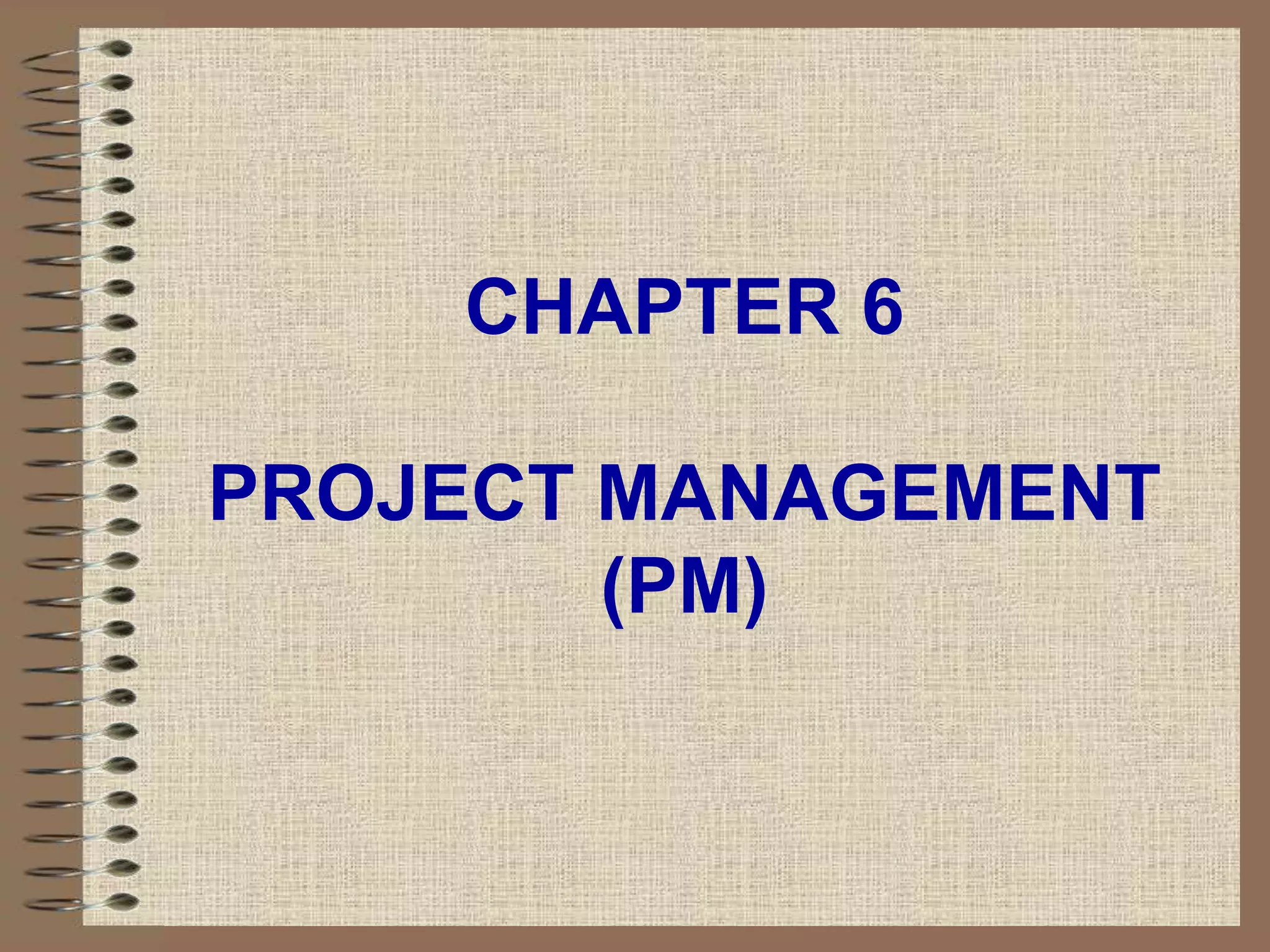 CHAPTER 6
PROJECT MANAGEMENT
(PM)
 