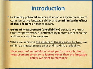 Reliability in Language Testing | PPT