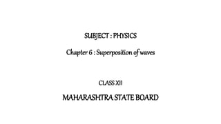 SUBJECT: PHYSICS - Chapter 6 : Superposition of waves (CLASS XII ...