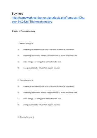 Chapter 6- Thermochemistry | PDF