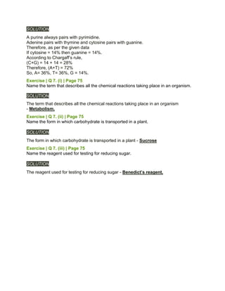 11th Chapter 6 Biomolecules Excercise Pdf