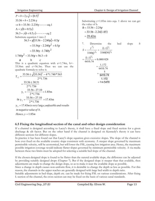 Chapter 6 design of irrigation channel1 | PDF