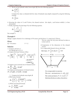 Chapter 6 design of irrigation channel1 | PDF