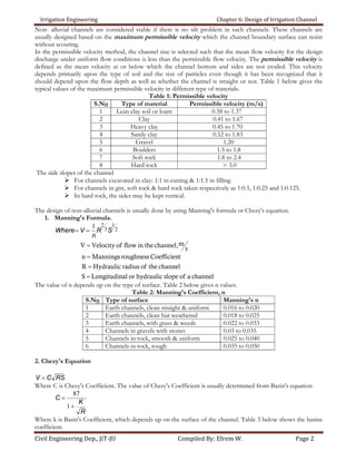 Chapter 6 design of irrigation channel1 | PDF