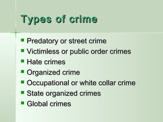 Types of white-collar
crimes






Crimes against the company
Crimes against employees (e.g., the
neglect of worker s...