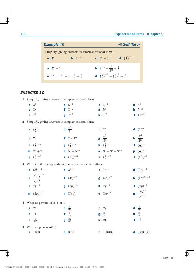 chapter 6 exponents and surds 8 10 in simplest form