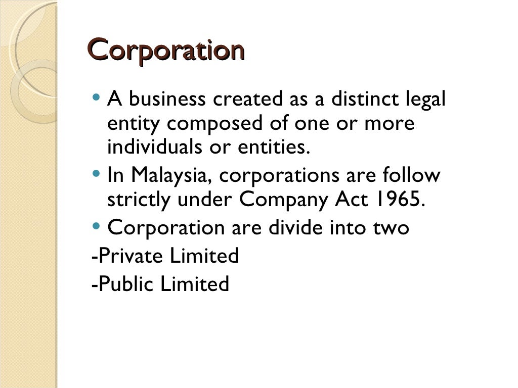 Chapter 6 forms of business ownership
