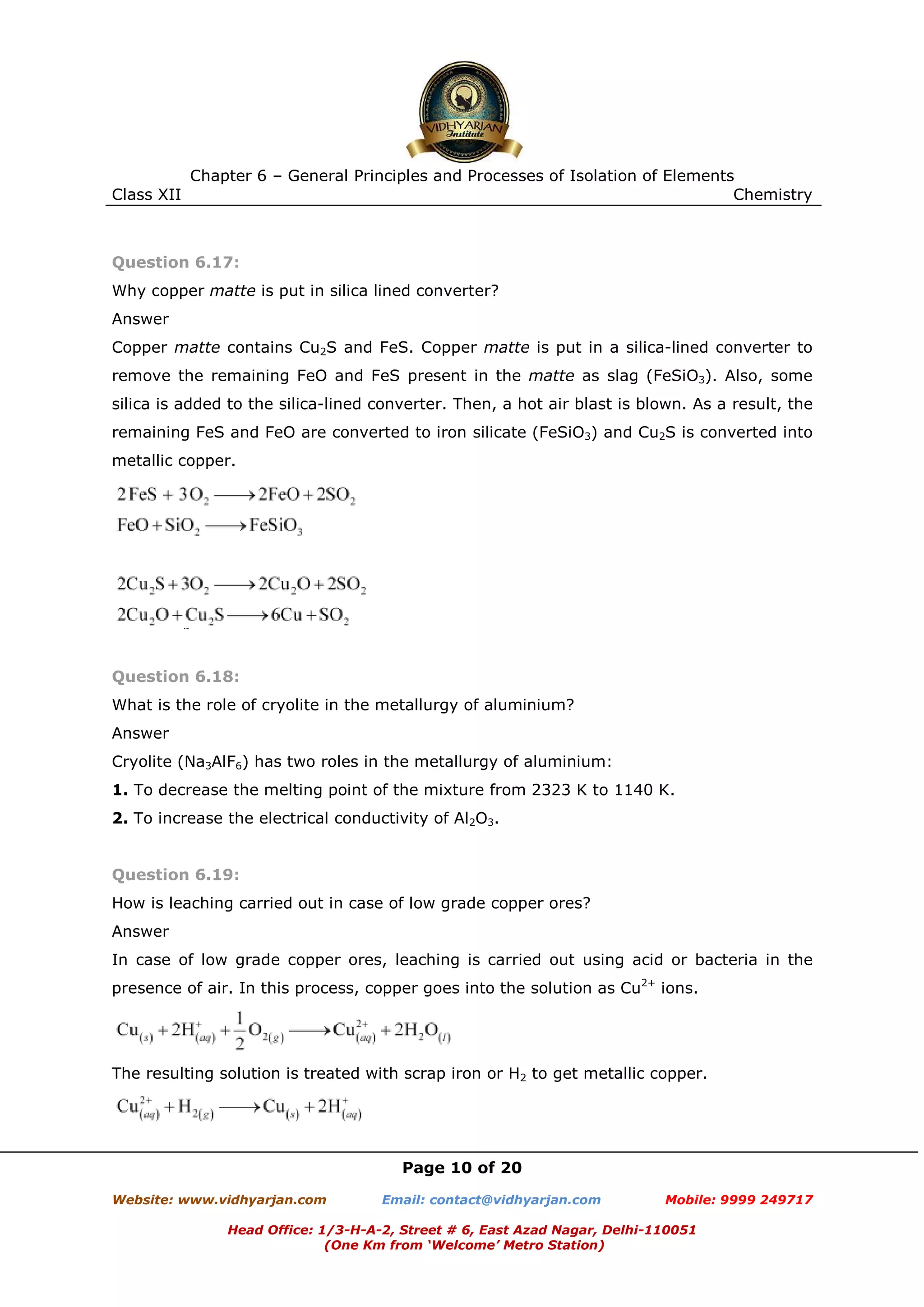 Chapter 6 general principles and processes of isolation of elements ...