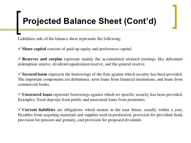 projected balance