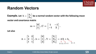 Random Vectors
Chapter 6
59
Example. Let be a normal random vector with the following mean
vector and covariance matrix
Let also
© 2020 UMass Amherst Global. All rights reserved.
 