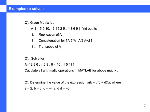 Chapter 6 Matrices in MATLAB | PPT