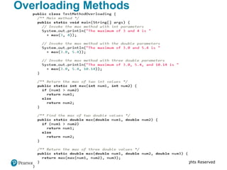 Copyright © 2020 Pearson Education, Inc. All Rights Reserved
Overloading Methods
 