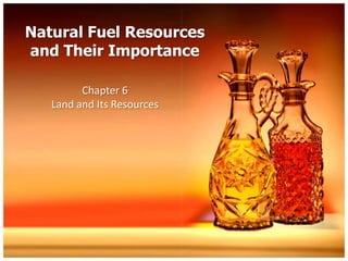 Natural Fuel Resources
and Their Importance

         Chapter 6
   Land and Its Resources
 