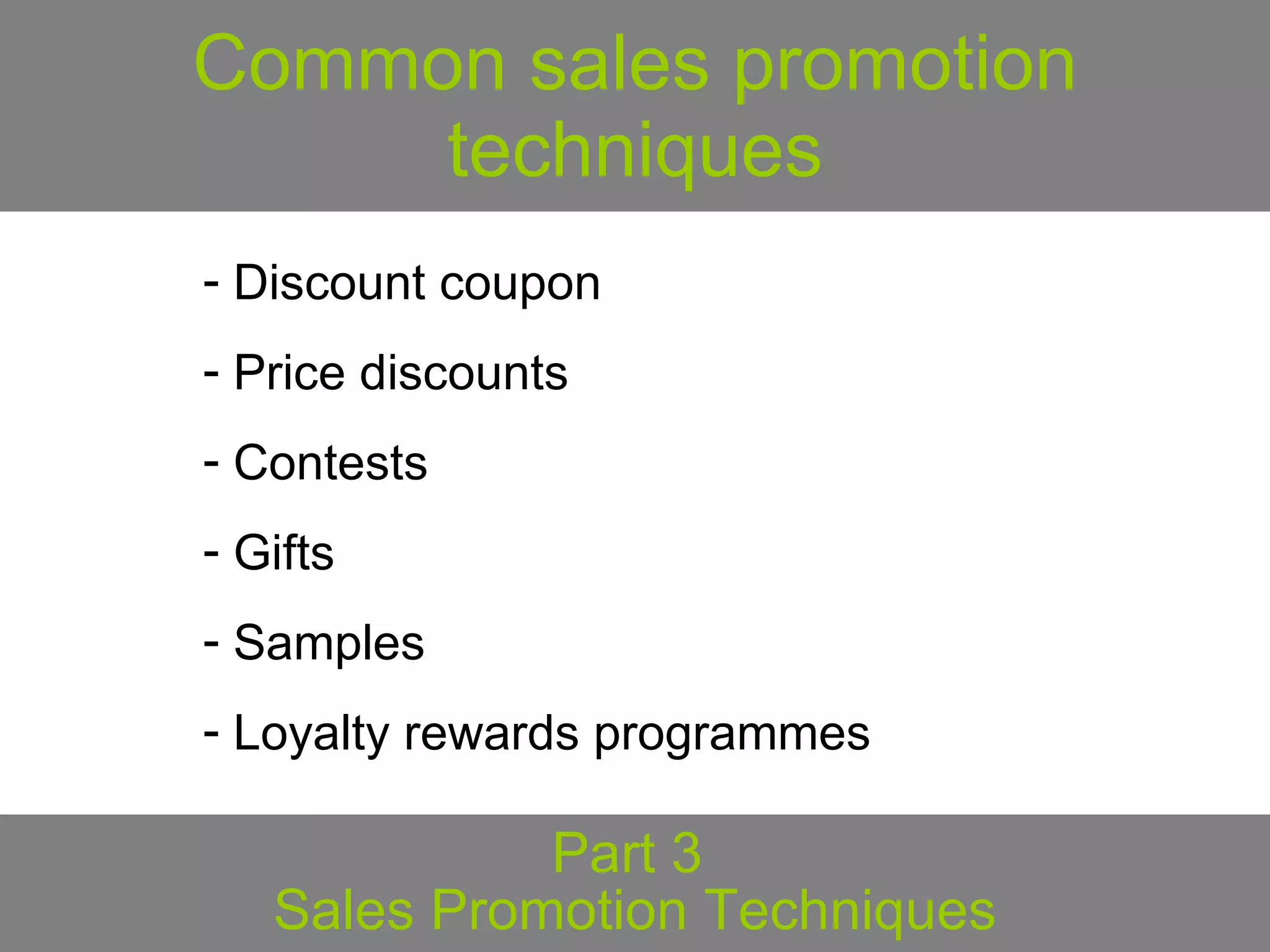 Chapter 6 planning and promotion (sales promo technique) | PPT
