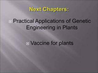  Practical Applications of Genetic
Engineering in Plants
 Vaccine for plants
 