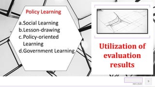 Contoso Ltd.
Add a footer
9
Utilization of
evaluation
results
Policy Learning
a.Social Learning
b.Lesson-drawing
c.Policy-oriented
Learning
d.Government Learning
 